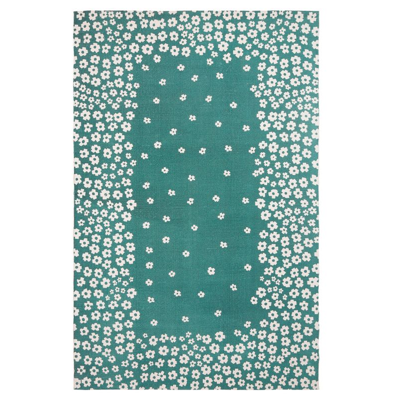 Floral Textured Printed Cotton Indoor Area Rug or Runner by Blue Nile Mills, 1 of 5