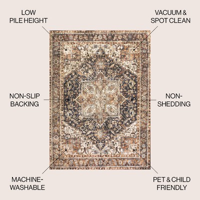 Chapell Chenille Black and Terra Medallion 8' x 10' Area Rug