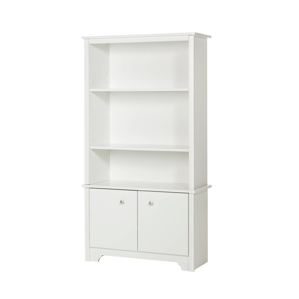 Photos - Garden & Outdoor Decoration 61" Vito 3 Shelf Bookcase with Doors Pure White - South Shore: Modern Storage, Laminated Particleboard