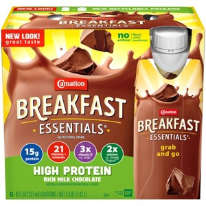 Carnation Breakfast Essentials High Protein Ready to Drink Rich Milk Chocolate - 6ct / 1.5QT - 1 of 4