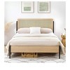 coucheta Queen Metal Bed Frame with Rattan Headboard and Wooden Footboard, Boho Style Platform Bed with Underbed Storage, No Box Spring Needed, Oak - 2 of 4