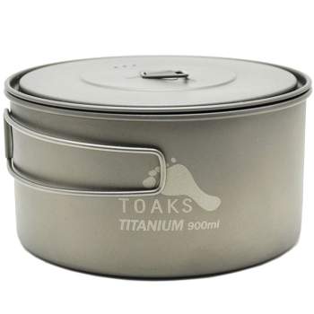 TOAKS Titanium 900ml D130 Ultralight Camping Cook Pot w/ Heat Resistant Handles
