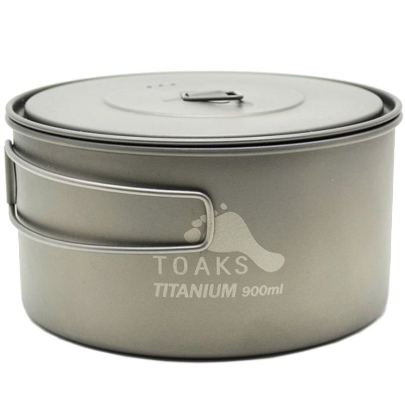 TOAKS Titanium 900ml D130 Ultralight Camping Cook Pot w/ Heat Resistant Handles, 1 of 4