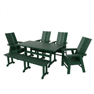 WestinTrends 6 Piece Outdoor Patio Dining Table and Armchair Dining Bench Set - 1 of 2