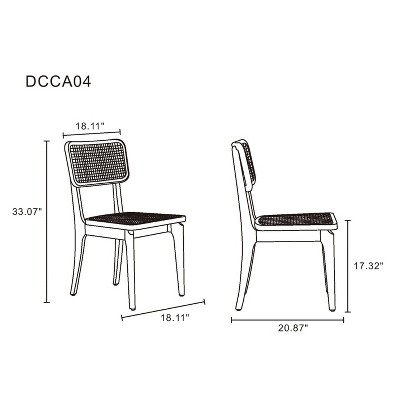 Giverny Natural Ash Wood and Rattan Armless Dining Chair