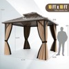 Costway 10 x 10 FT Hardtop Gazebo with Netting Heavy-Duty Double-Roof Galvanized Metal Top - 3 of 4