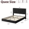 Floating Upholstered Platform Bed Frame with Lights & Charging Station – No Box Spring Needed - 2 of 4