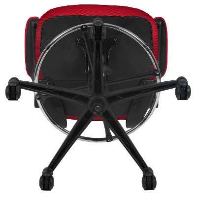 Adjustable Red Mesh Drafting Chair with Lumbar Support and Flip-Up Arms