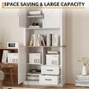 Freestanding storage cabinet, 70.9 inches, with 2 drawers and open shelves, with barn door and microwave bracket, suitable for dining room - 4 of 4