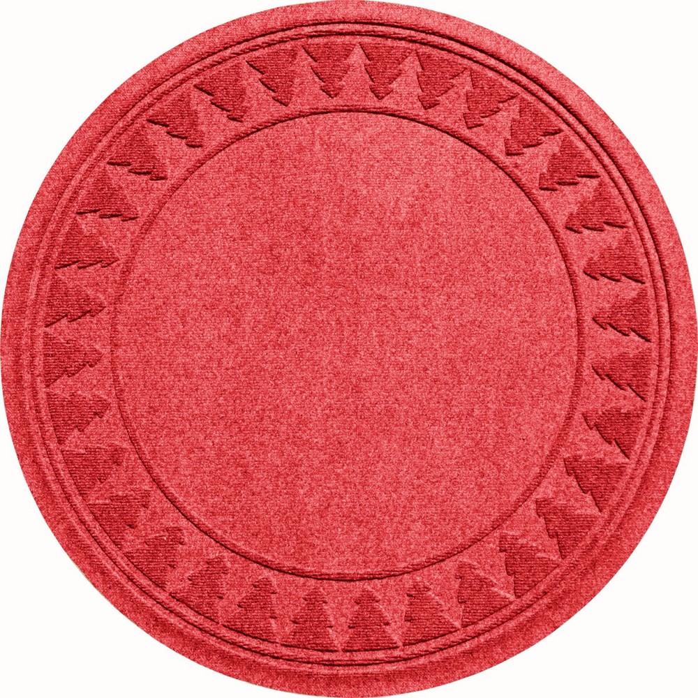 Bungalow Flooring 3' WaterHog Pine Tree Skirt Round Floormat Solid Red