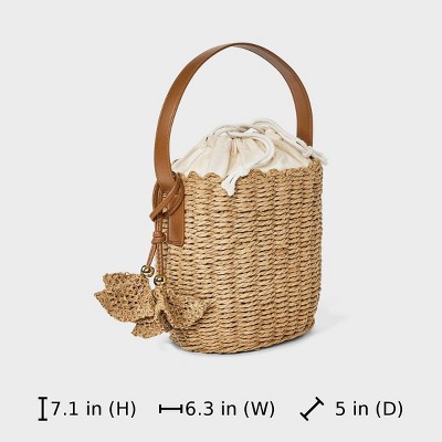 Universal Thread Straw Drawstring Bucket Handbag - Universal Thread™ Natural — фото 6