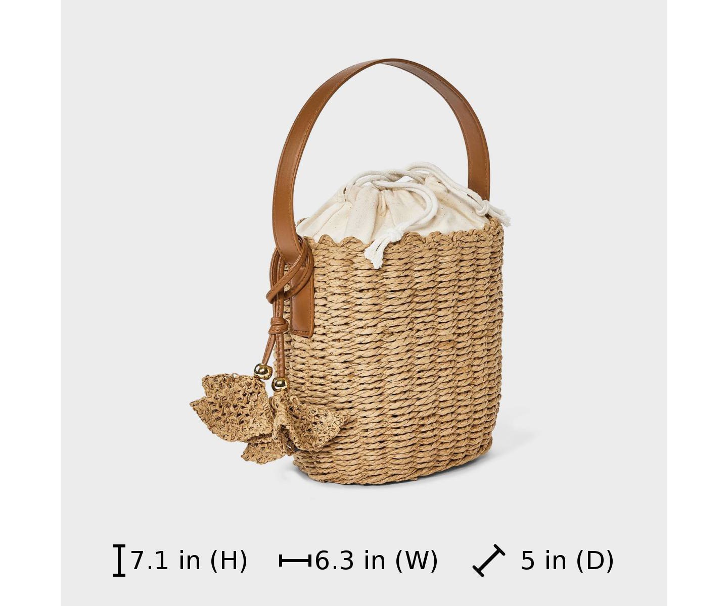 Сумка Universal Thread Straw Drawstring Bucket Handbag — фото 6