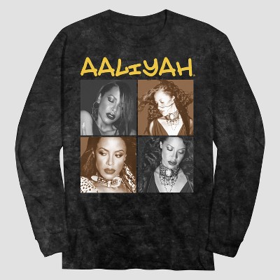 Men's Aaliyah Long Sleeve Graphic T-Shirt - Black Wash