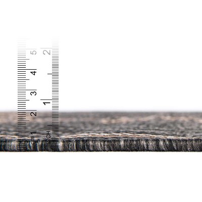 Charcoal Gray Synthetic 5' x 8' Easy-Care Outdoor Rug