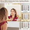 Makeup Vanity Desk with Sliding Mirror, Vanity Dressing Table with 3 Color Lights, Girls Vanity Set with Stool,4 Compact Drawers,Power Outlet - 4 of 4