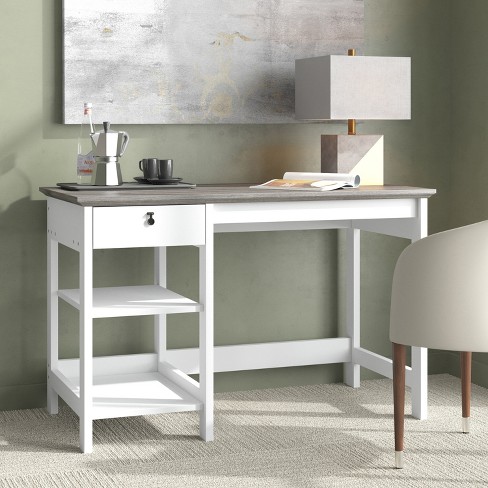 Saint Birch Finley 47-inch Writing Desk, White/gray Oak : Target