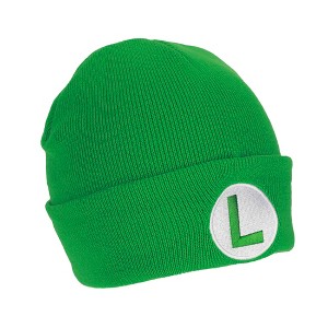 Super Mario Luigi Logo Embroidery Standard Cuff Acrylic Knit Beanie Cuff Beanie - 1 of 4