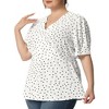 Agnes Orinda Women's Plus Size Polka Dots V Neck Short Sleeve Wrap Peplum Blouse - 2 of 4