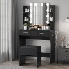 Makeup Vanity with Mirror and Lights, Vanity Desk with 2 Drawers 6 Shelves, Hair Dryer Rack & Stool,Dressing Table with Storage for Bedroom - 2 of 4