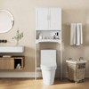 Over Toilet Cabinet Double Door Bathroom Storage Organizer White Toilet Rack with Adjustable Inner Shelf Open Storage Shelf - 2 of 4
