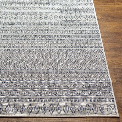 Antibes Navy and Beige Wool Geometric Area Rug 2' x 2'11"