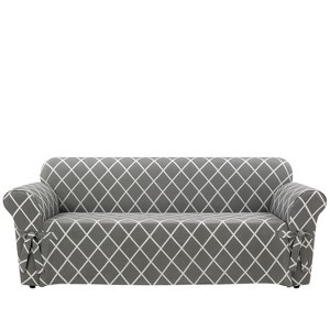 Lattice Sofa Slipcover Slate Gray - Sure Fit, Grey Gray