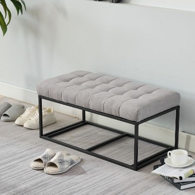 TUYOHW Storage Ottoman Bench with Legs, 16 x 30 x 16.1 Inches Bed Bench for Living Room, Bedroom and Entryway