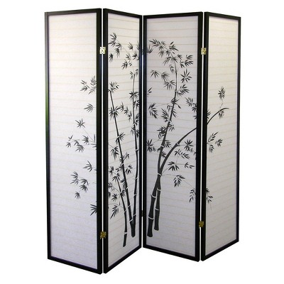NicBex 4-panel Room Divider Portable Wooden Folding Privacy Screen Bamboo Design Wall Partition for Home &ice, Black