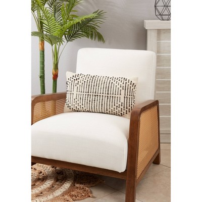 Black and White Diamond Woven Lumbar Throw Pillow 21.5"