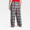 Women's Plaid Microfleece Holiday Matching Family Pajama Pants - Wondershop™ Cream - 2 of 4