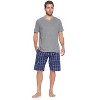 Ashford & Brooks Men's Woven Short Sleeve Jersey Top & Pajama Shorts Set - 2 of 4