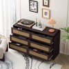 ORRD 51.18" Arc Corner Rattan Cabinet, 6-Drawer Storage for Living Room, Bedroom, Kitchen, Reddish-Brown & Brown - 2 of 4