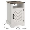 Kumasinova 1PC/2PCS Farmhouse Nightstand,Side Table with Charging Station and Open Shelf,Modern End Table with X-Door for Bedroom,Living Room - 4 of 4