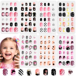 Saviland Kids 7-Day Press-On Nails Kit - 168PCS Pre-Glued Sweet & Edgy Designs for Girls 8-12 Years with Adhesive Tabs (GlamKids Collection) - 1 of 4