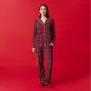 Womens Red Tartan Plaid Women's Luxe Pajama Pant Set - Posh Peanut - 3 of 4
