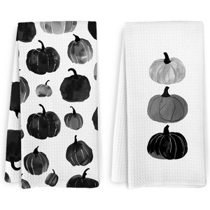 2-Pack Fall Pumpkin Decor Kitchen Towels and Dishcloths, Thanksgiving Day Hand Dish Towel, 16x24 Inches - 1 of 4