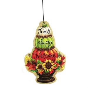 Home & Garden 17.25" Pumpkin Topiary Hang Around Autumn Flowers Custom Decor  -  Decorative Door Danglers - 1 of 3
