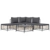 vidaXL 6-Piece Outdoor Patio Lounge Set in Anthracite - Modular Poly Rattan Construction with Comfortable Cushions and Sturdy Tabletop - 3 of 4