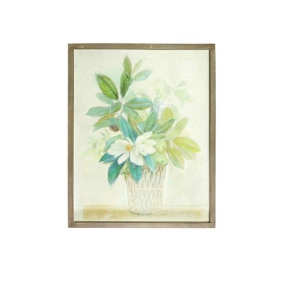 28" Magnolia in Planter Framed Wall Canvas Art Green - 3R Studios