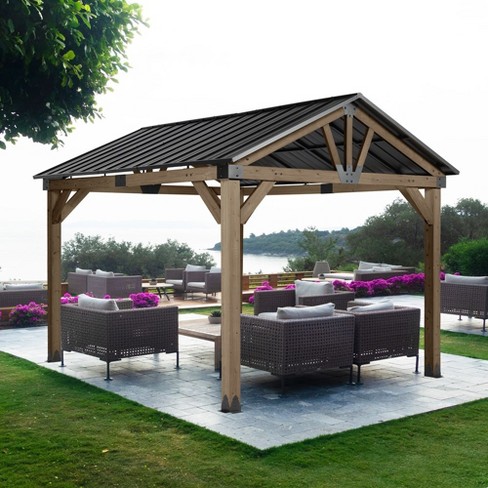 Aoodor 10 X 12 Ft./12 X 14 Ft. Wood Gazebo,outdoor Upgrade Cedar Wooden ...