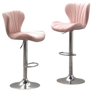 TiramisuBest 25.75in Swivel Counter Stool, Set of 2, Polyester Charcoal Dining Chairs - 1 of 4