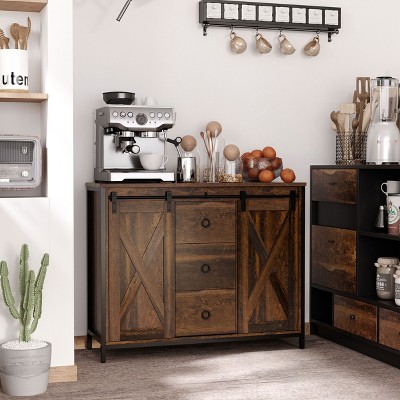 NicBex Buffet Cabinet with Storage Farmhouse Kitchen Sideboard Cabinet with Sliding Barn Doors for Kitchen,Dining Room,Hallway