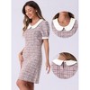Allegra K Women's Tweed Peter Pan Collar Puff Short Sleeve A-line Mini Dress - 2 of 4