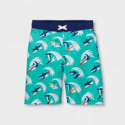 Boys' Surfing Shark Board Shorts - Cat & Jack™ Aqua