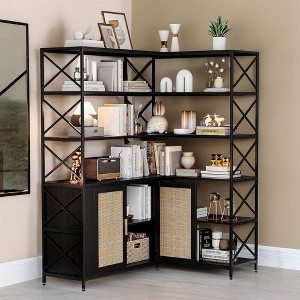 Corner Bookshelf with Storage, 6-Tier L-Shaped Bookcase with Drawers for Living Room and Home Office - 1 of 4