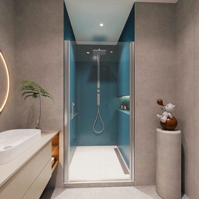 NicBex Shower Door  33.4" Wx72" H Pivoting Tub Shower Doors with 1/4" (6mm) Tempered Glass Door and 304 Stainless Steel Open Outside, Chrome
