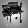 Karl Home 36.6 in. Barrel Charcoal Grill With Offset Smoker - 2 of 4