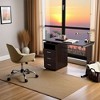 Brown Wood Desk With Storage And 3 Drawers, Office Table With Steel Frame Design - 2 of 4