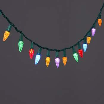 100ct LED C6 Super Bright Faceted Christmas String Lights Multicolor with Green Wire - Wondershop™
