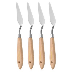 Unique Bargains Stainless Steel Pointy Wood Handle Painting Mixing Knife 4 Pcs - 1 of 4